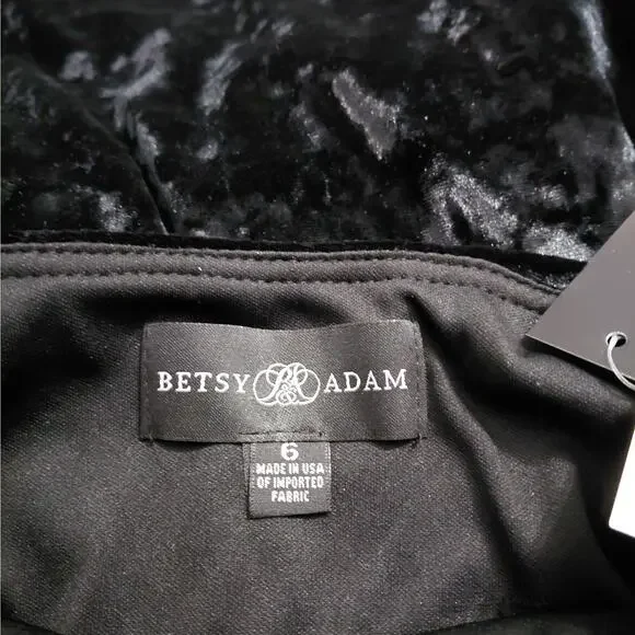 Betsy & Adam Velvet Formal Evening Gown Womens Size 6 Black Wedding Party Dress - Picture 7 of 10